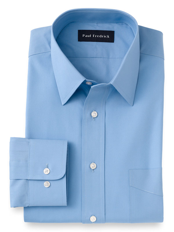 Pure Cotton Broadcloth Solid Color Straight Collar Dress Shirt