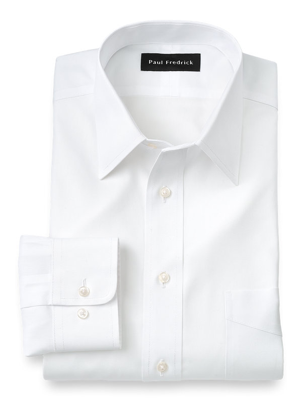 Impeccable Non-Iron Cotton Pinpoint Solid Color Straight Collar Dress Shirt
