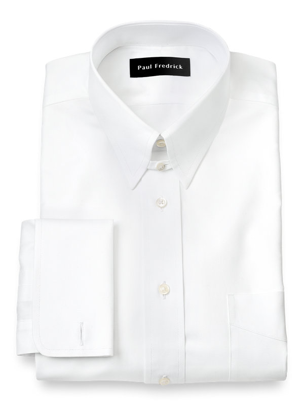 Superfine Egyptian Cotton Solid Color Button Tab Collar French Cuff Dress Shirt