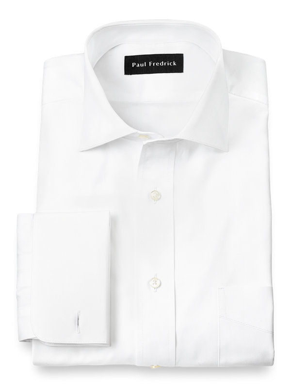 Pure Cotton Broadcloth Solid Color Cutaway Spread Collar French Cuff Dress Shirt