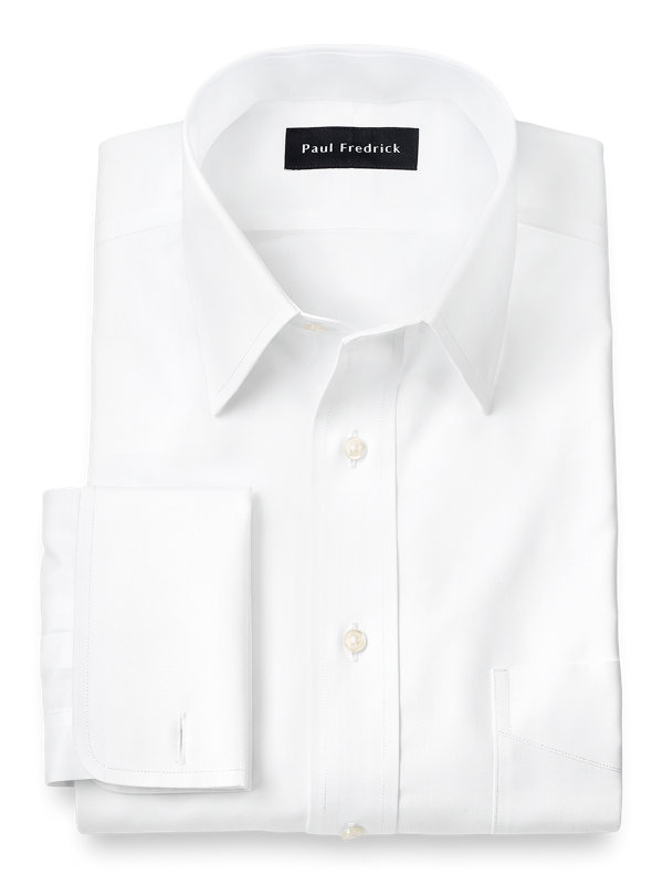 Non-Iron Cotton Pinpoint Solid Color Straight Collar French Cuff Dress Shirt