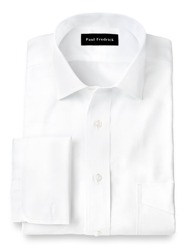 Non-Iron Cotton Pinpoint Solid Color Spread Collar French Cuff Dress Shirt