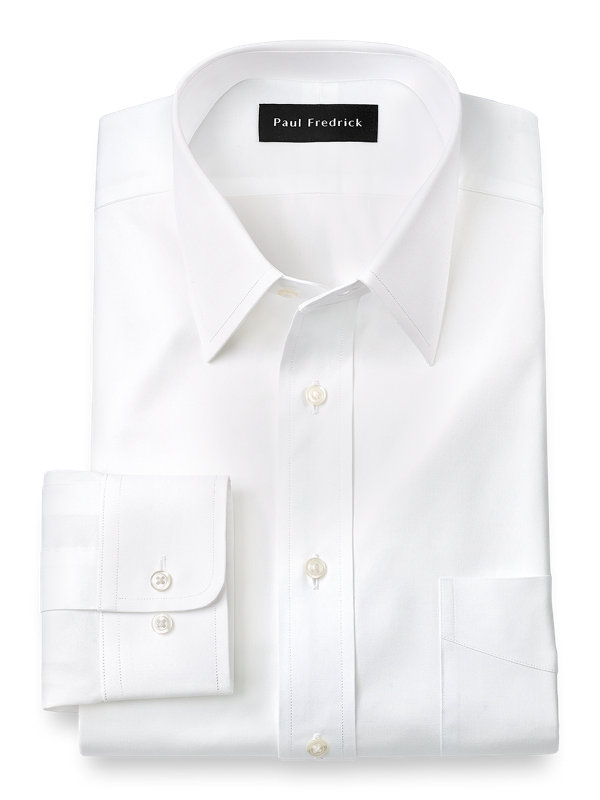 Slim Fit Pure Cotton Pinpoint Solid Color Straight Collar Dress Shirt