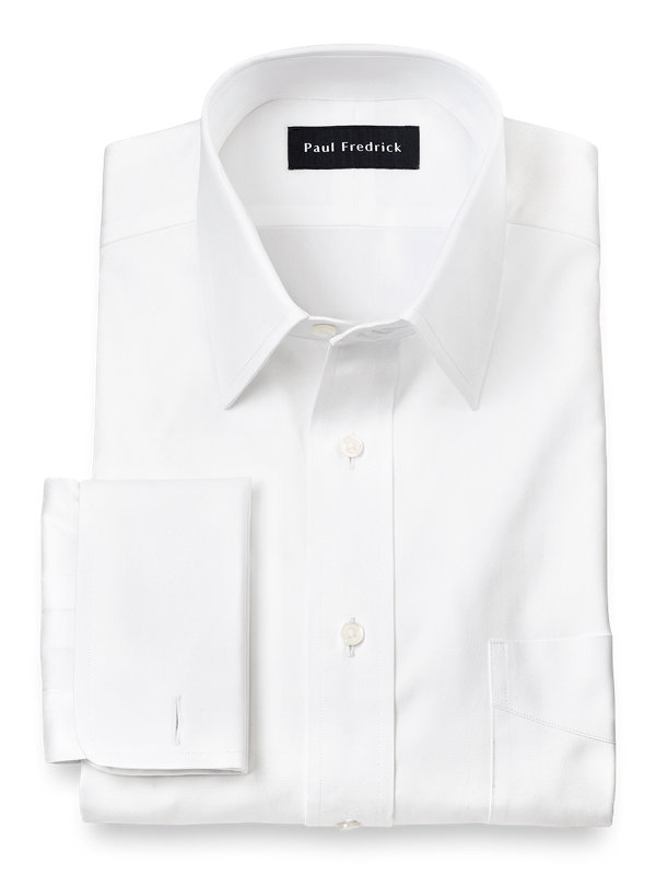 Slim Fit Pure Cotton Pinpoint Straight Collar French Cuff Dress Shirt