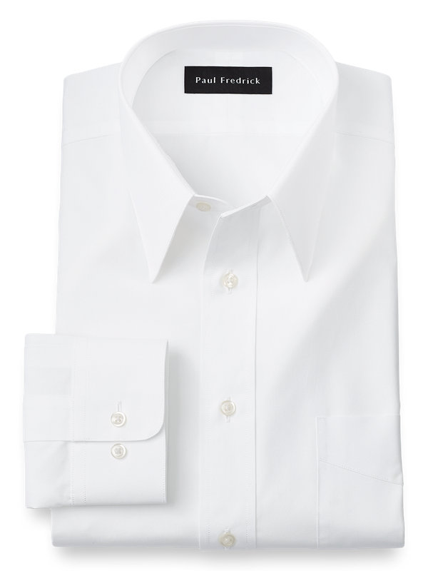 Slim Fit Pure Cotton Broadcloth Edge-Stitched Straight Collar Dress Shirt