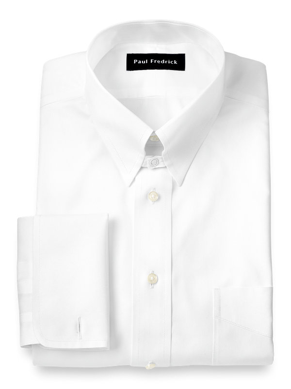 Slim Fit Non-Iron Cotton Pinpoint Snap Tab Collar French Cuff Dress Shirt