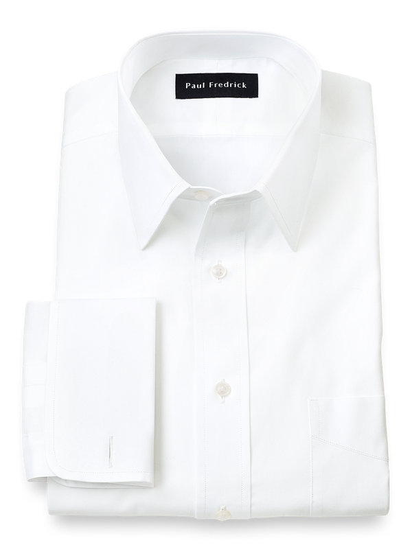 Slim Fit Pure Cotton Broadcloth Straight Collar French Cuff Dress Shirt