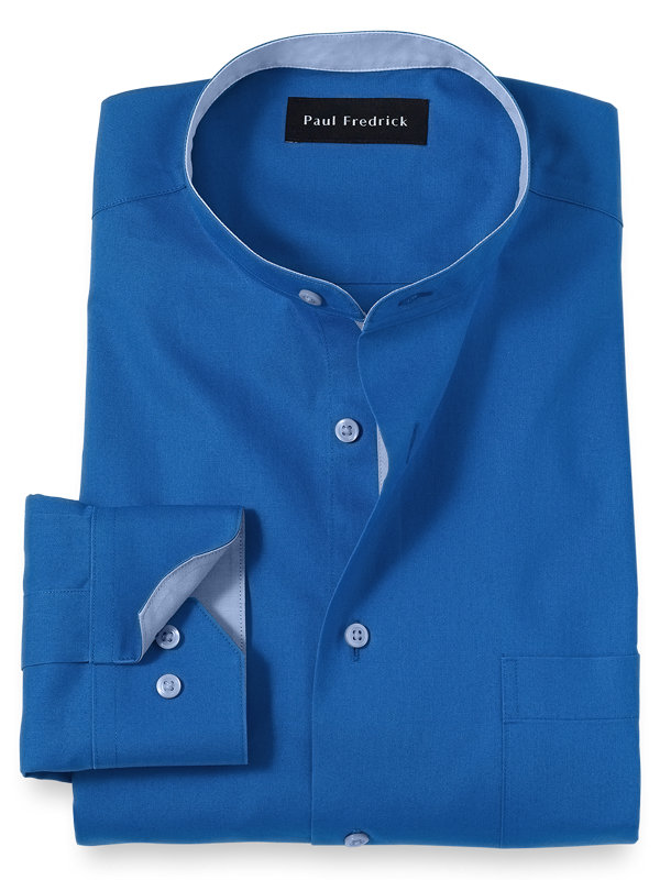 Non-Iron Cotton Solid Dress Shirt with Contrast Trim
