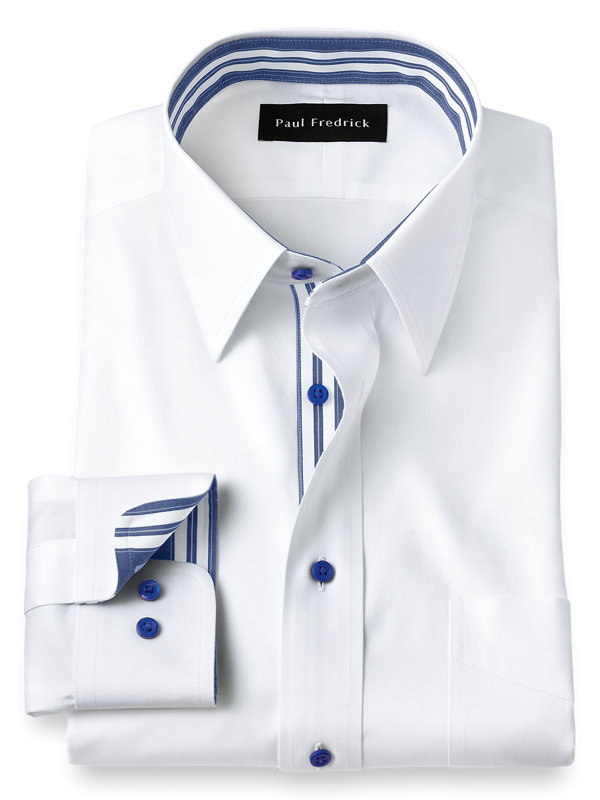 Non-Iron Cotton Solid Dress Shirt with Contrast Trim