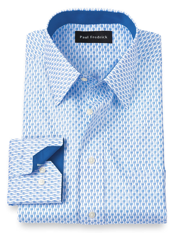 Non-Iron Cotton Glass Dress Shirt with Contrast Trim