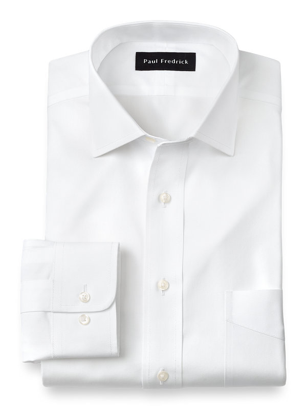 Tailored Fit Non-Iron Cotton Pinpoint Solid Color Spread Collar Dress Shirt