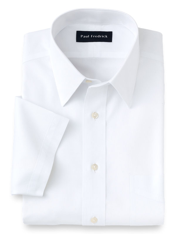 Tailored Fit Non-Iron Cotton Pinpoint Straight Collar Short Sleeve Dress Shirt
