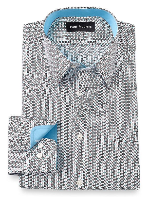 Tailored Fit Non-Iron Cotton Deco Dress Shirt with Contrast Trim