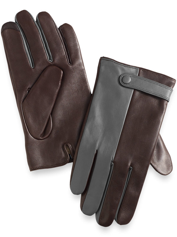 Colorblock Leather Gloves