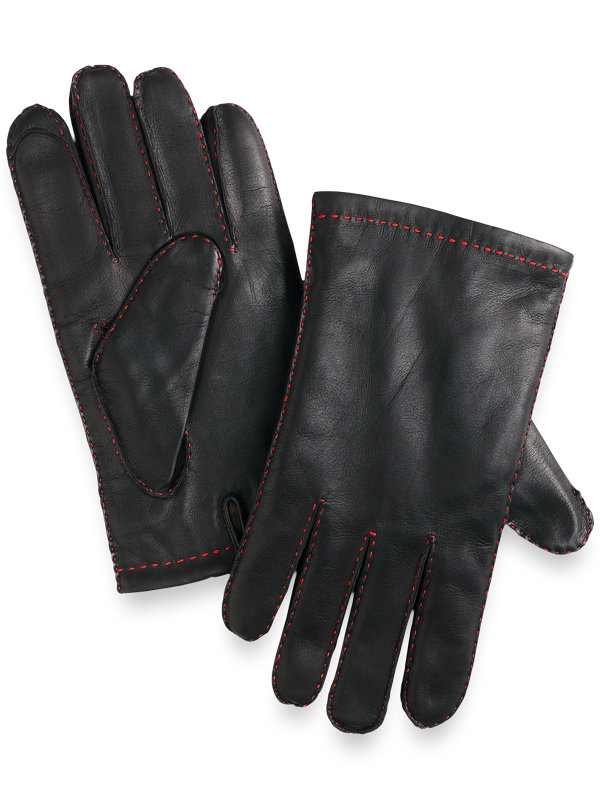 Leather with Red Stitch Leather Gloves