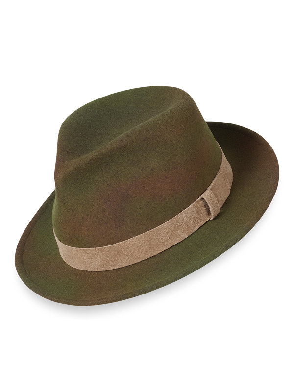 Wool Two-tone Fedora with Sueded Wool Band