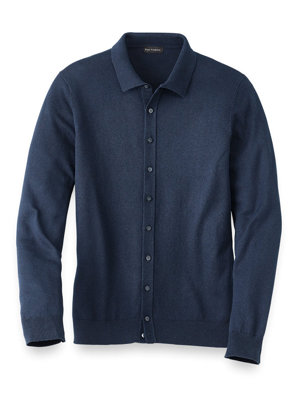Silk Cotton And Cashmere Button Front Polo