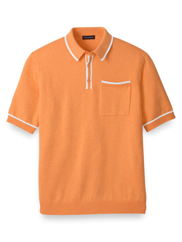 Supima Cotton Three Button Polo with Tipping