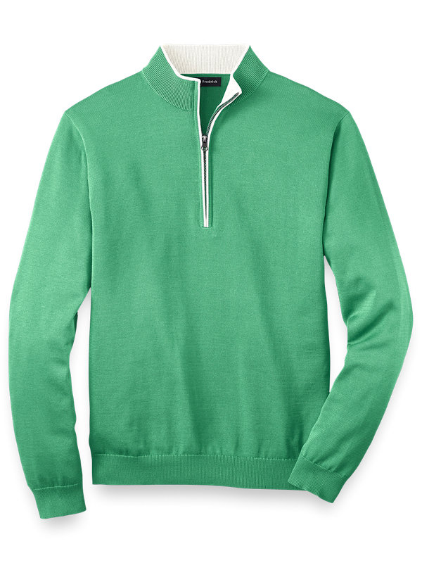 Supima Cotton Half-Zip Sweater with Tipping