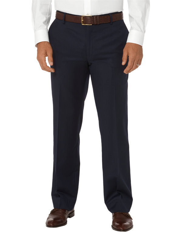 Tailored Fit Wool Gabardine Flat Front Pant