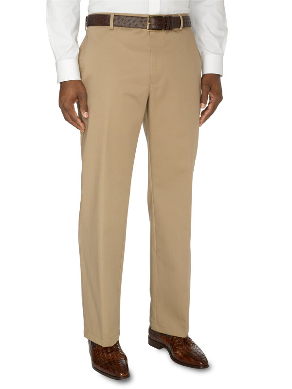 Non-Iron Cotton Chino Flat Front Pants