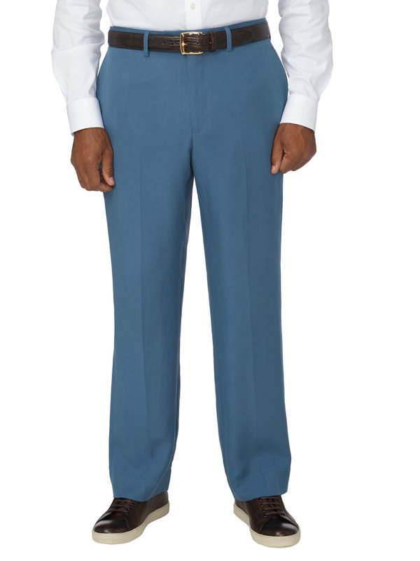 Tailored Fit Tencel & Linen Flat Front Pant
