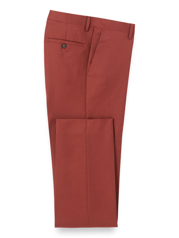 Tailored Fit Wool Gabardine Flat Front Pants