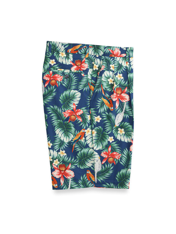 Cotton Printed Pleated Shorts