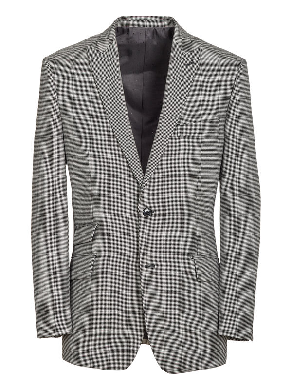 Classic Fit Wool Houndstooth Peak Lapel Suit Jacket