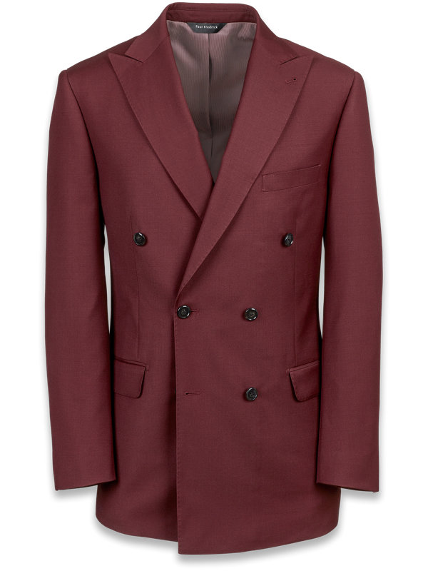 Wool Solid Double Breasted Suit Jacket