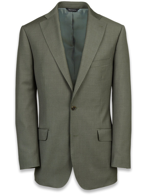 Wool Solid Notch Lapel Suit Jacket