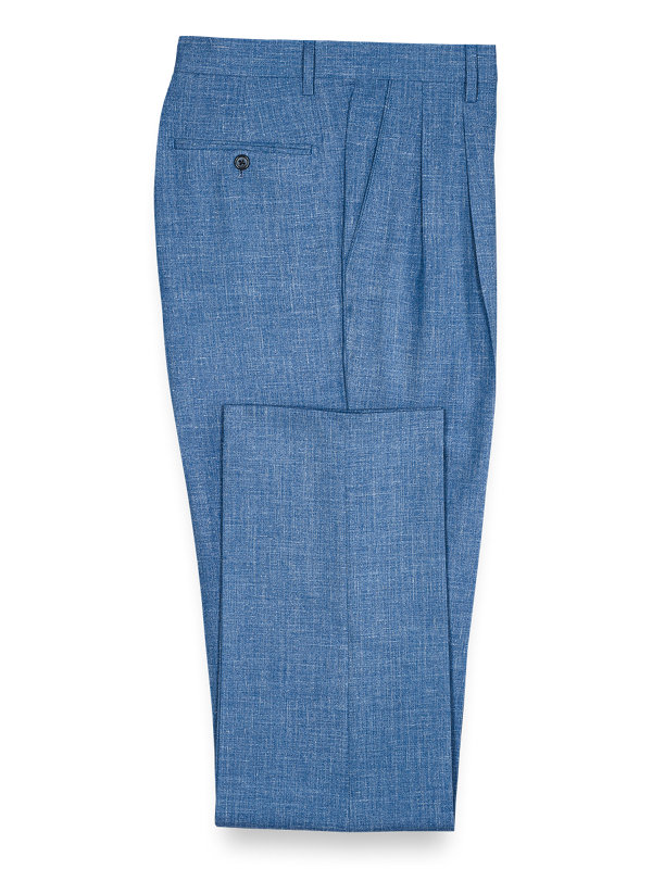Wool Silk and Linen Pleated Suit Pants
