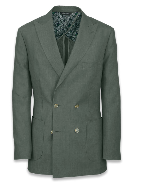 Linen Solid Double Breasted Suit Jacket