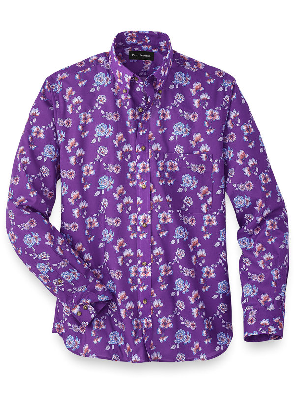 Slim Fit Easy Care Cotton Floral Casual Shirt