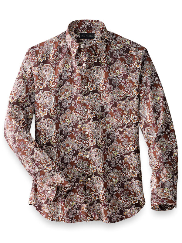 Slim Fit Easy Care Cotton Paisley Casual Shirt