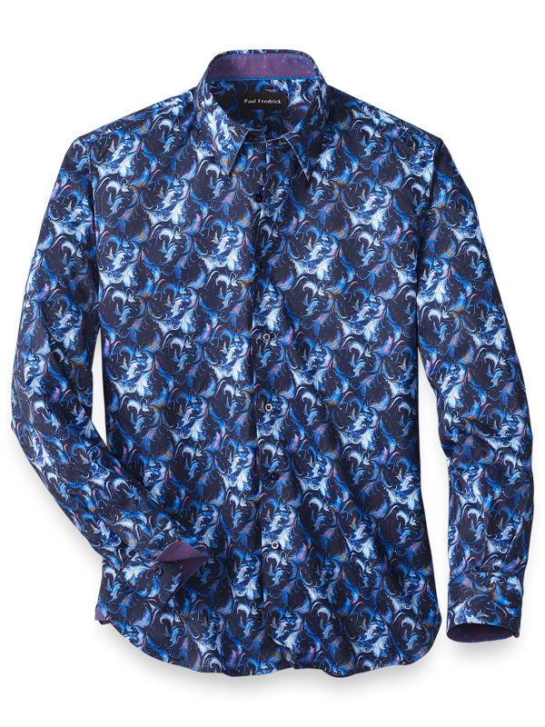 Slim Fit Cotton/Modal Abstract Print Casual Shirt