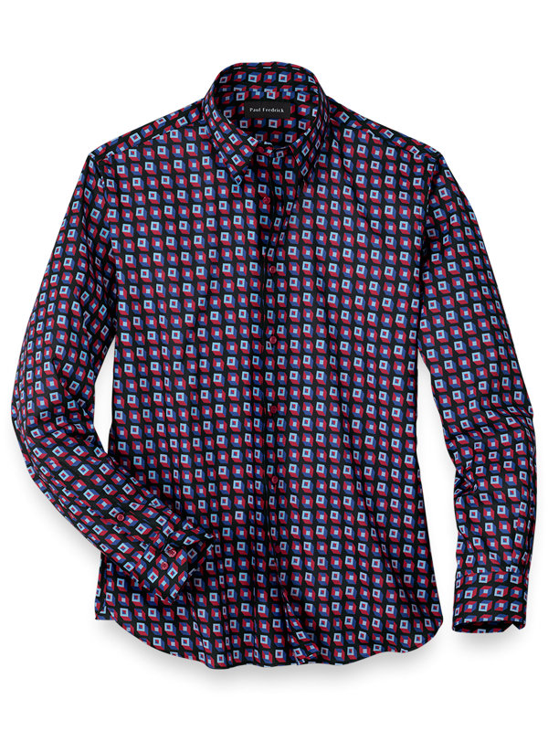 Slim Fit Easy Care Cotton Geometric Print Casual Shirt