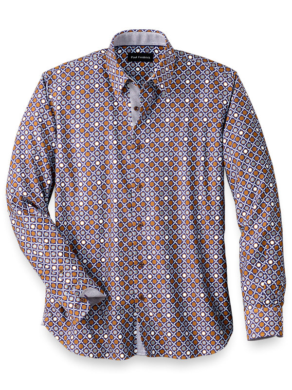 Cotton/Modal Geometric Print Casual Shirt