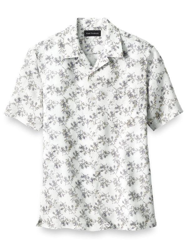 Linen Branch Print Casual Shirt