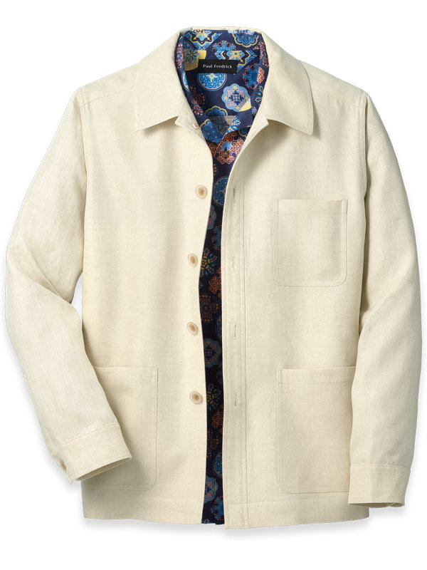 Linen Herringbone Shirt Jacket
