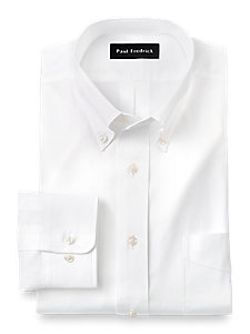 Pure Cotton Pinpoint Solid Color Button Down Collar Dress Shirt