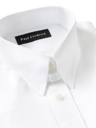 Pure Cotton Pinpoint Solid Color Snap Tab Collar Dress Shirt Paul