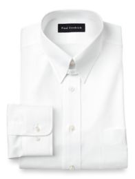 Pure Cotton Pinpoint Solid Color Snap Tab Collar Dress Shirt