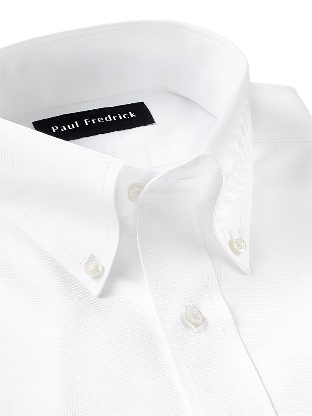 Paul Fredrick Men's Tailored Fit Non-Iron Cotton Solid Button Down Dress Shirt 