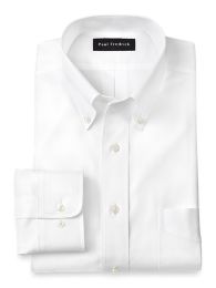 Non-iron Cotton Pinpoint Solid Button Down Collar Dress Shirt