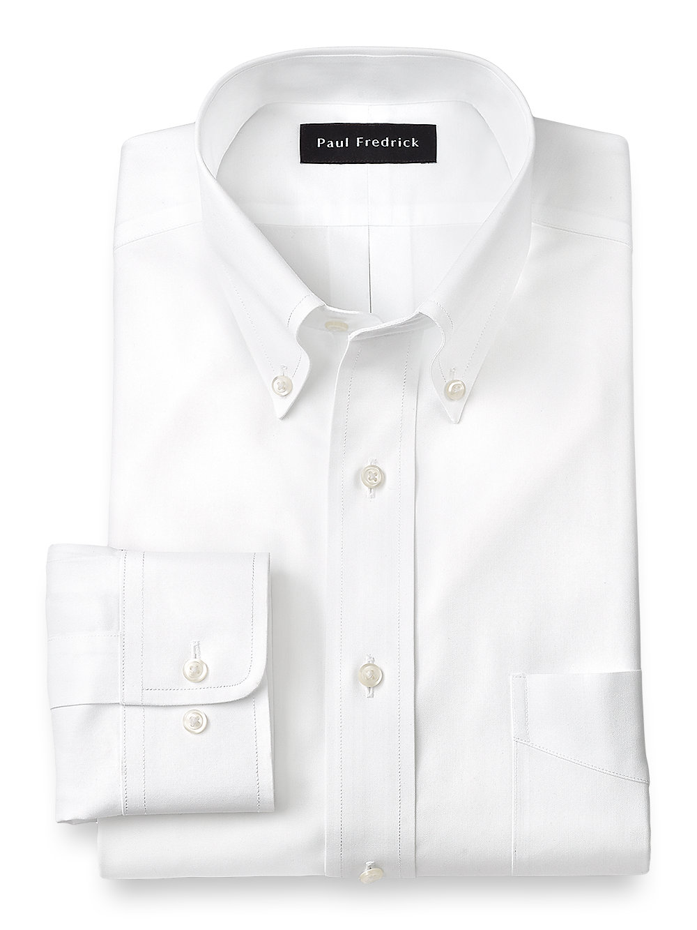 Paul Fredrick Mens Slim Fit Non-Iron Cotton Button Down Collar Dress Shirt Black 16.5/37 