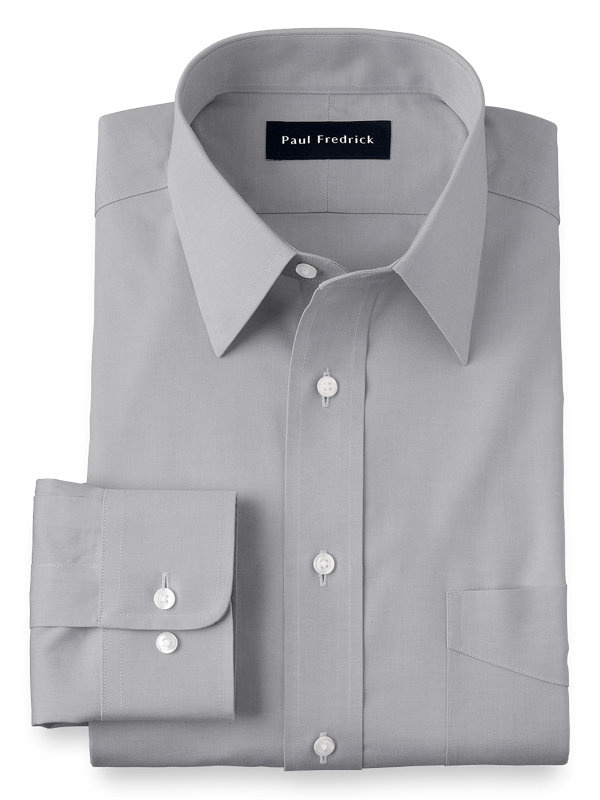 Paul Fredrick Mens Classic Fit Non-Iron Cotton Solid Dress Shirt