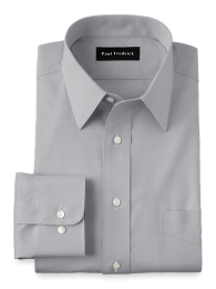 Non-iron Cotton Pinpoint Solid Spread Collar Dress Shirt