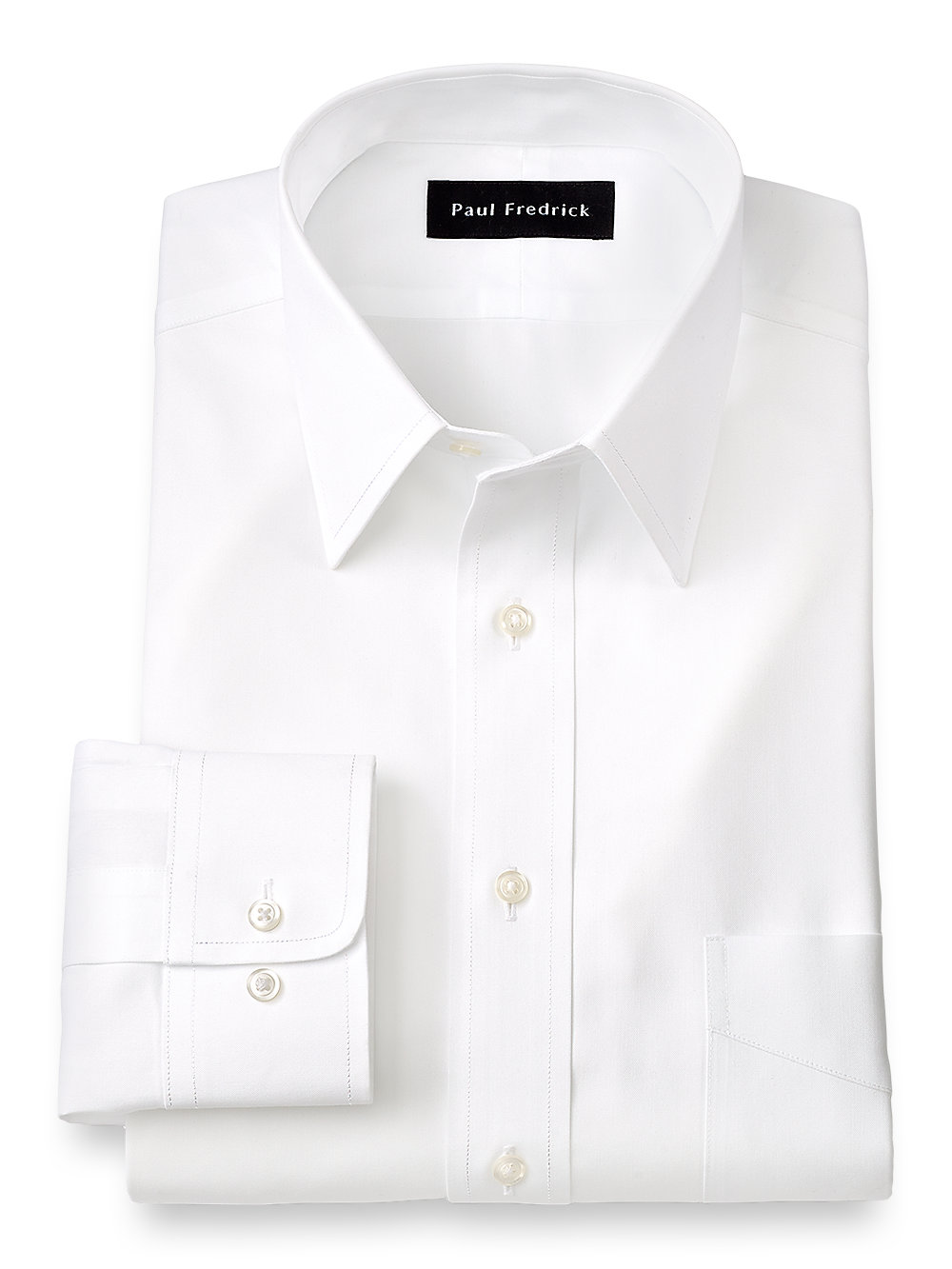 Paul Fredrick Men's Tailored Fit Non-Iron Cotton Solid Point Collar Dress Shirt 