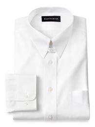 Non-iron Cotton Pinpoint Solid Snap Tab Collar Dress Shirt